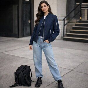 Levi’s Navy MA-1 Bomber Jacket Zip Utility Chic Gorpcore Size M